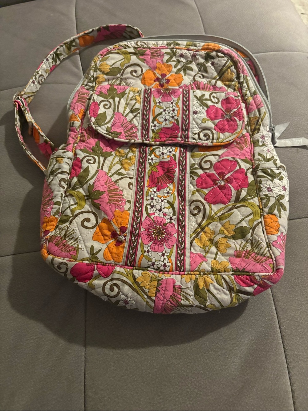 Vera Bradley Floral Quilted Crossbody in Pink, Orange & Green